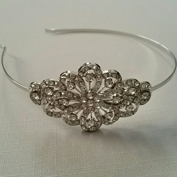 Vintage Crystal, Silver Metal Headband